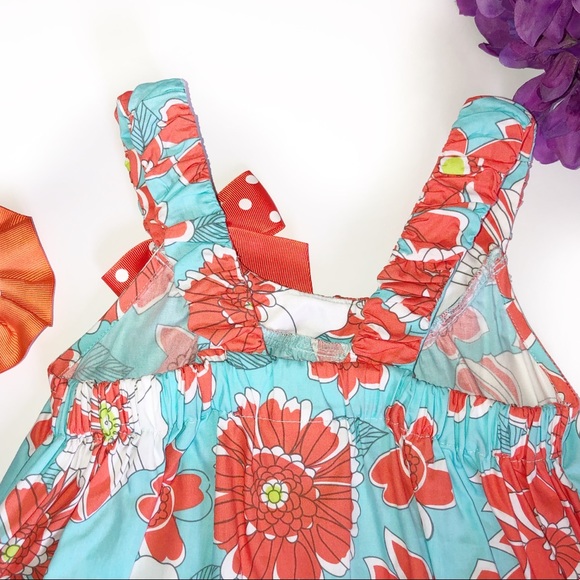 NEW BONNIE JEAN SIZE 6 BLUE / ORANGE FLORAL DRESS - Picture 7 of 8